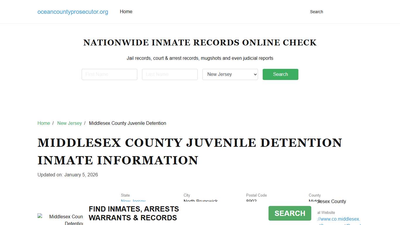 Middlesex County Juvenile Detention Inmate Info