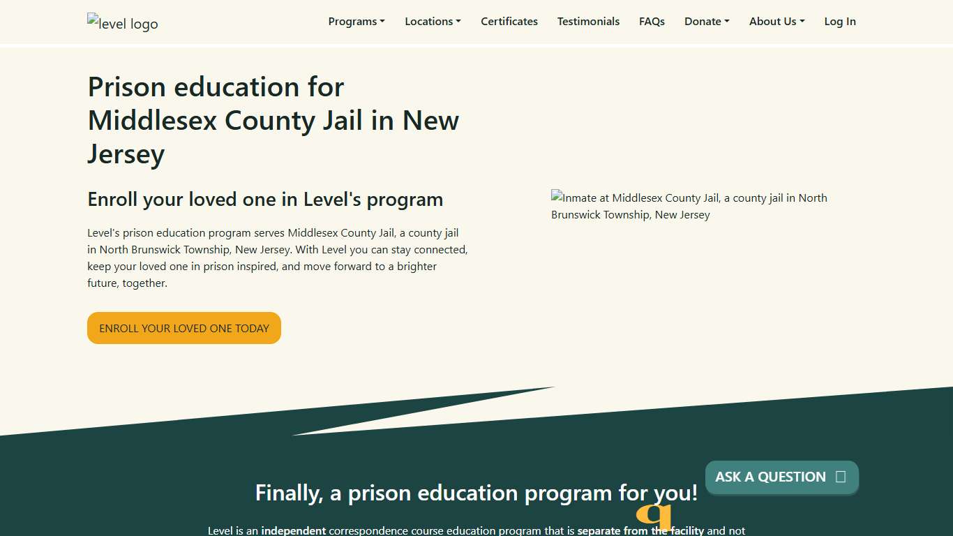 Prison Education For Middlesex County Jail - Level